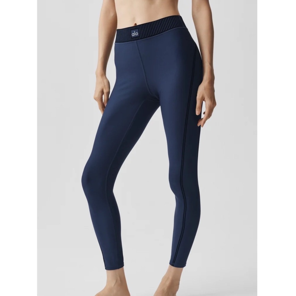 Alo Yoga Airlift High-Waist 7/8 Line Up Legging Navy Blue W51154R Size M NWT